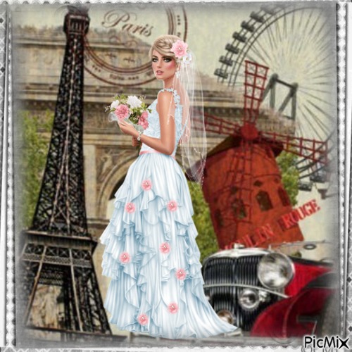 Porträt einer Braut in Paris - png gratis