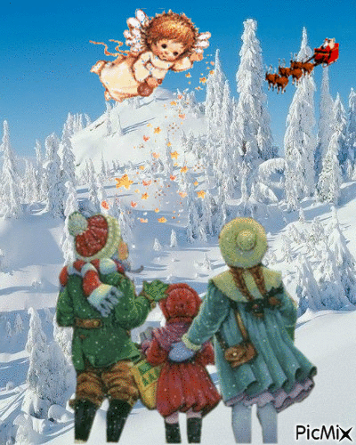 noel dans la neige - Zdarma animovaný GIF