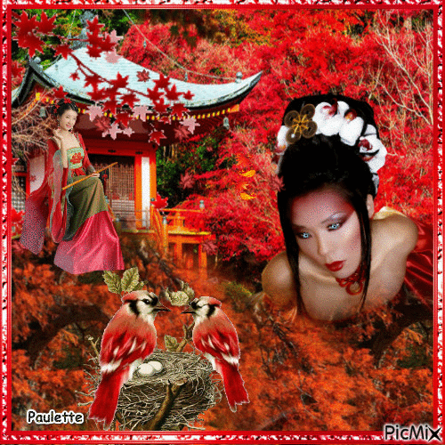 geisha en rouge - Besplatni animirani GIF