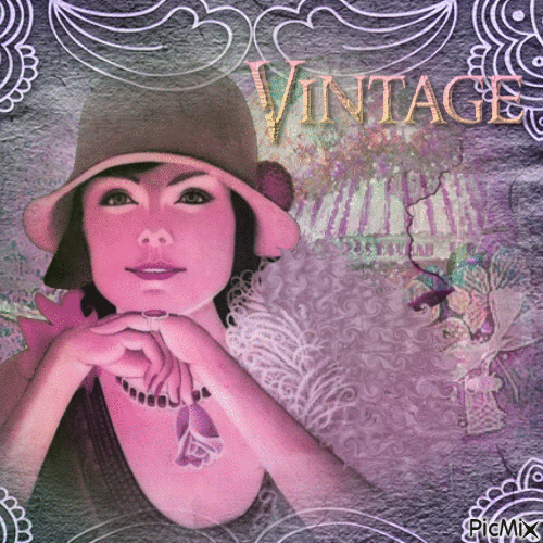 vintage woman at bistrot - GIF animasi gratis