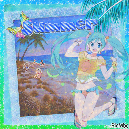 summer miku!! - Free animated GIF