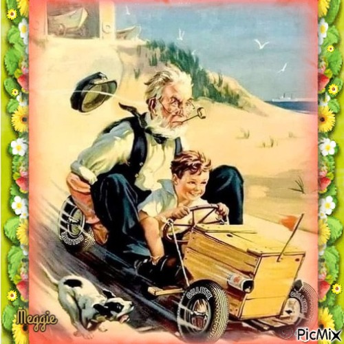 grandfather and the soapboxes race - gratis png