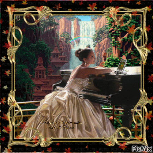 Mulher ao piano - GIF animé gratuit