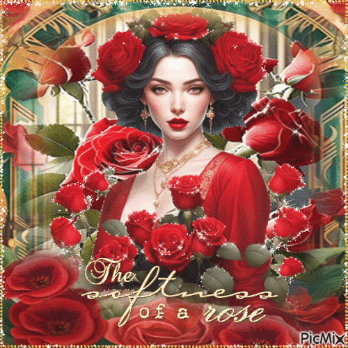 Red rose woman - Gratis geanimeerde GIF