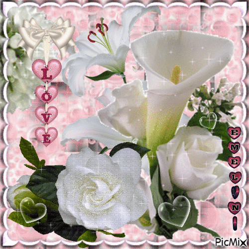 EMELINE - Fleurs blanches... 🤍❣🤍❣🤍 - Gratis animeret GIF