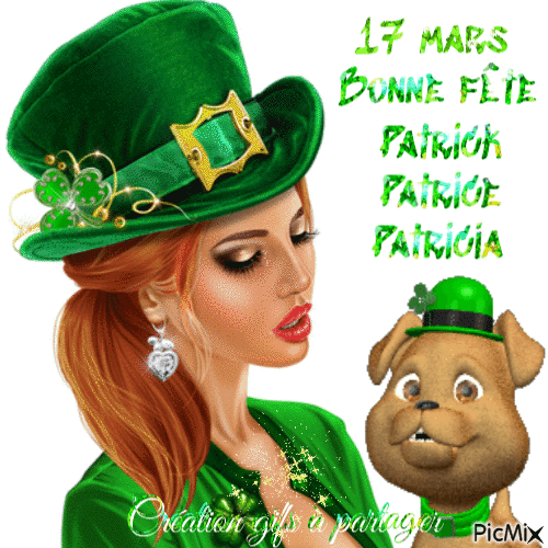 Bonne fête Patrick, Patrice, Patricia - Бесплатный анимированный гифка