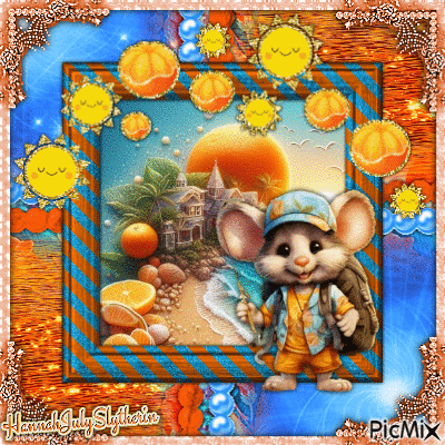 {Cute Little Mouse at Tangerine Beach} - Darmowy animowany GIF