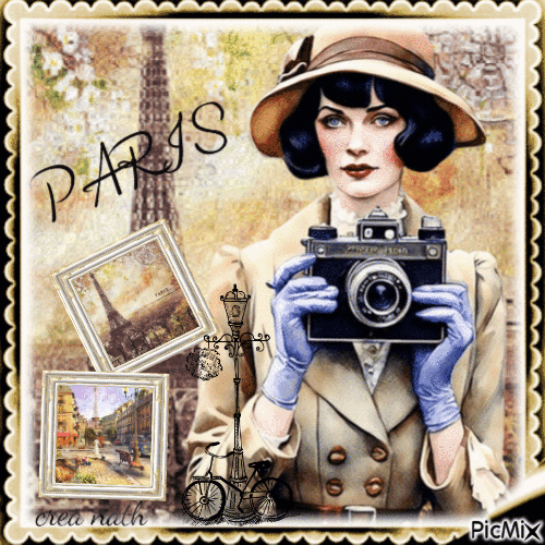 Femme vintage à Paris....concours - GIF animado grátis