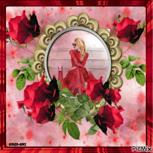 Woman-female-red-roses - GIF animate gratis