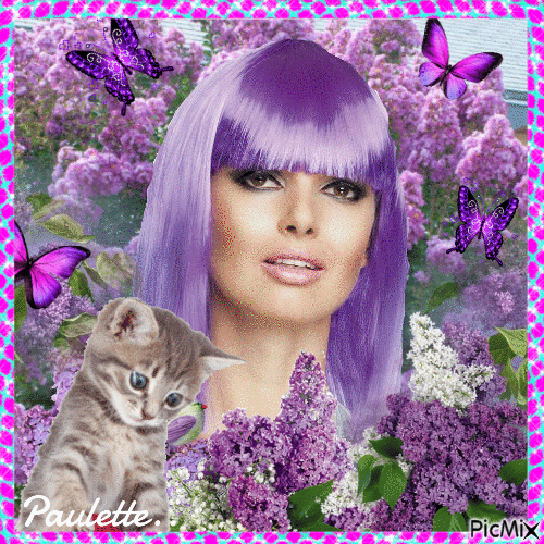 femme et lilas - Free animated GIF
