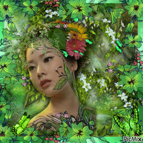 japan girl in the nature - Besplatni animirani GIF