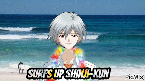 Surfs up Shinji-Kun - Бесплатный анимированный гифка