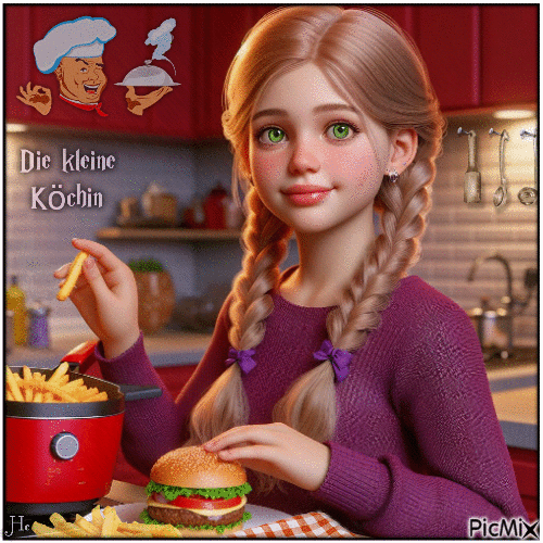 Mädchen in der Küche - Gratis animerad GIF