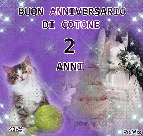 BUON ANNIVERSARIO DI COTONE 2 ANNI - Бесплатный анимированный гифка