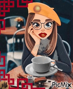 Soplando el café - Darmowy animowany GIF