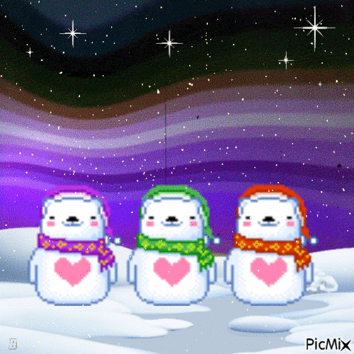 Snowbear dancing in the Northern Lights - 免费动画 GIF