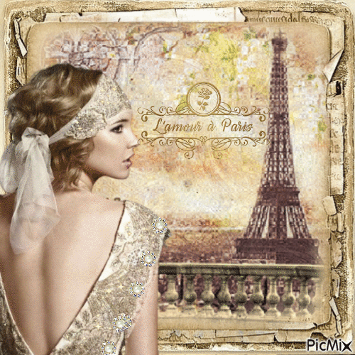Donna vintage a Parigi - GIF animé gratuit