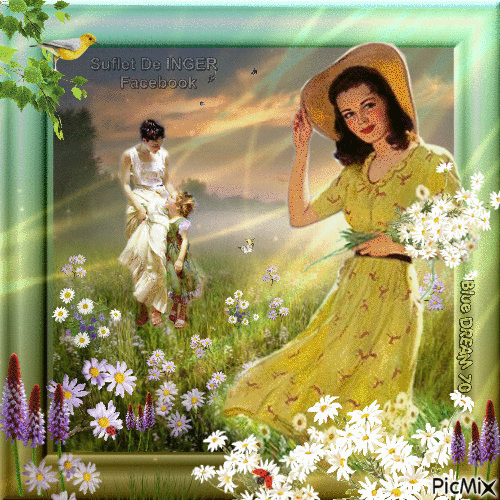 At the picking of daisies - Bezmaksas animēts GIF