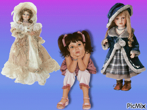 la petite fille aux poupées de porcelaines - GIF animate gratis