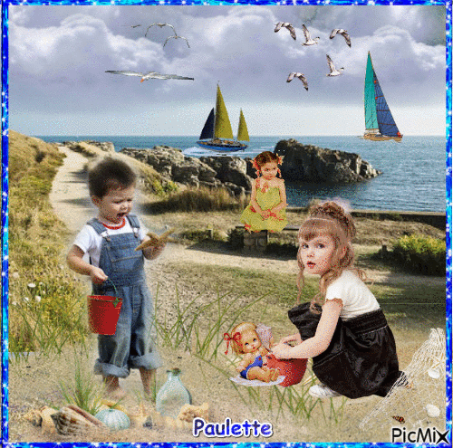 enfants a la mer - Ingyenes animált GIF