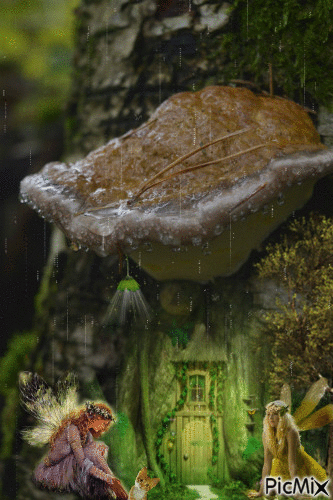 Fairies and Rain - Bezmaksas animēts GIF