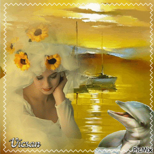 Mujer en amarillo - Ingyenes animált GIF