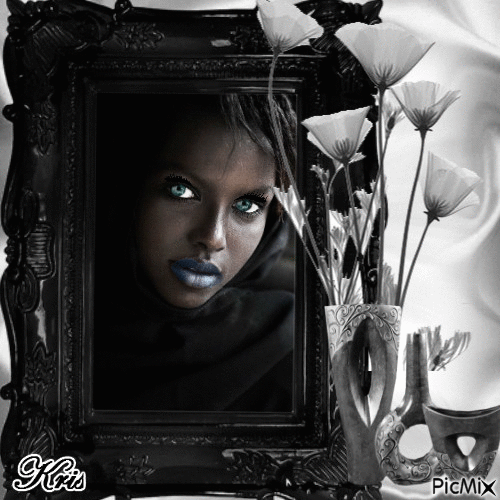 black lady 🌹🌼 - Free animated GIF