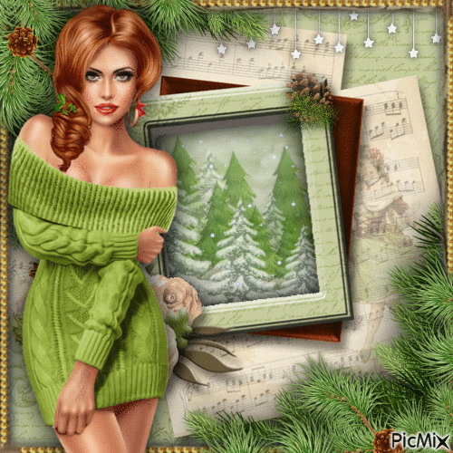 Lady in Green-RM-11-17-23 - Free animated GIF