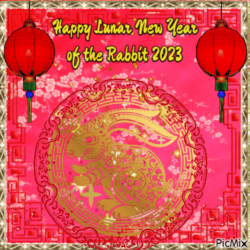 Happy Lunar New Year of the Rabbit 2023 GIF animé gratuit PicMix