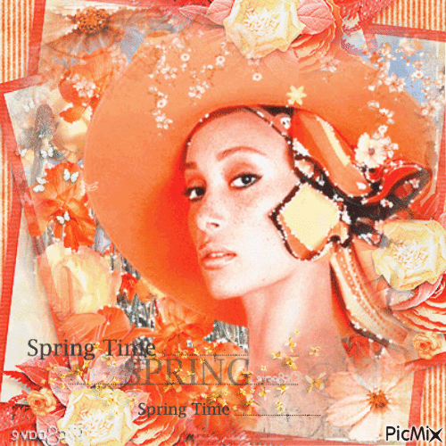 Spring woman orange - GIF animasi gratis