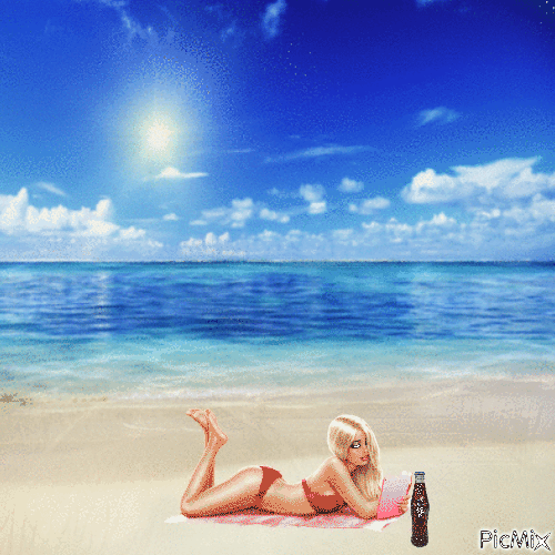 Bikini babe with Pepsi - Free animated GIF