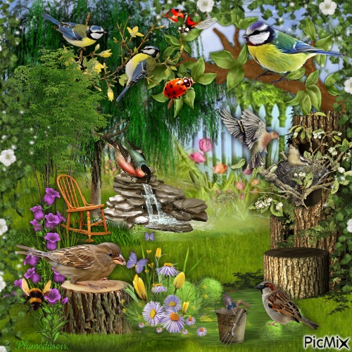 "Oiseaux de printemps". - png gratis