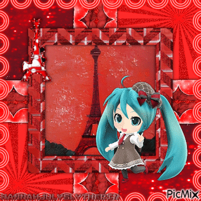 ♦♪♦Miku Hatsune in Paris in Red♦♪♦ - Free animated GIF