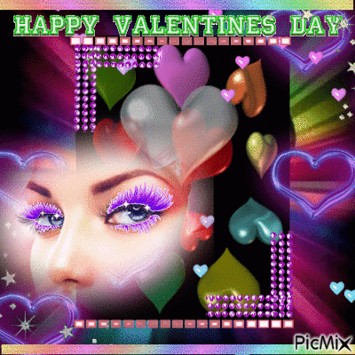 neon happy valentines day - Бесплатный анимированный гифка