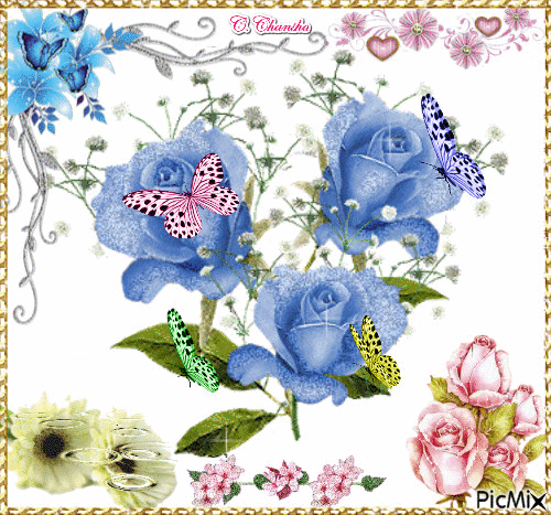 FLEURS ET PAPILLONS - Free animated GIF