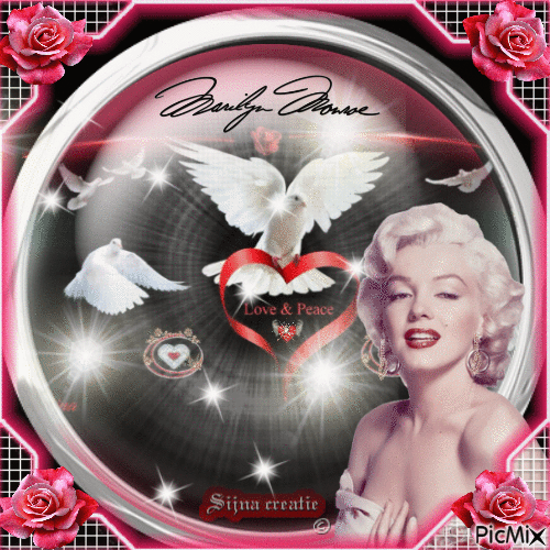 Marilyn Monroe with white doves