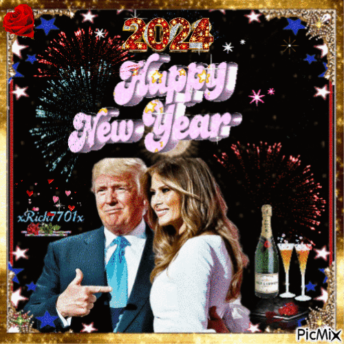 🌹  Happy New Year   2024  🌹  by xRick - Free animated GIF
