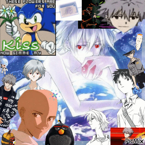 kaworu nagisa and the gang - GIF animasi gratis