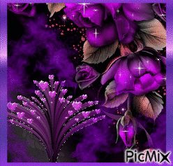 Purple Roses and Hearts! - Free animated GIF