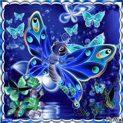 papillon bleu - 免费动画 GIF