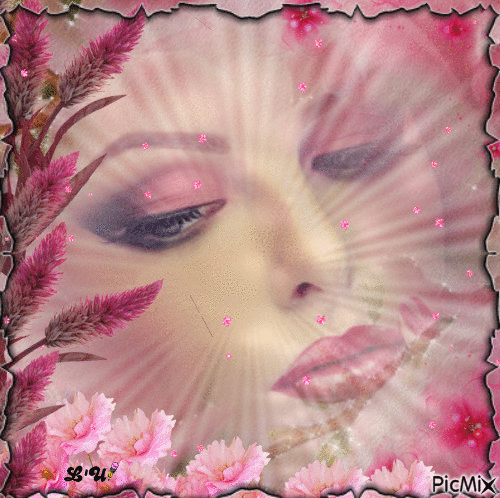 visage de femme rose - GIF animado grátis