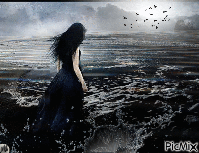 Mujer en el mar - Δωρεάν κινούμενο GIF