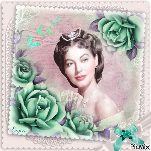 Portrait vintage avec des roses - gratis png