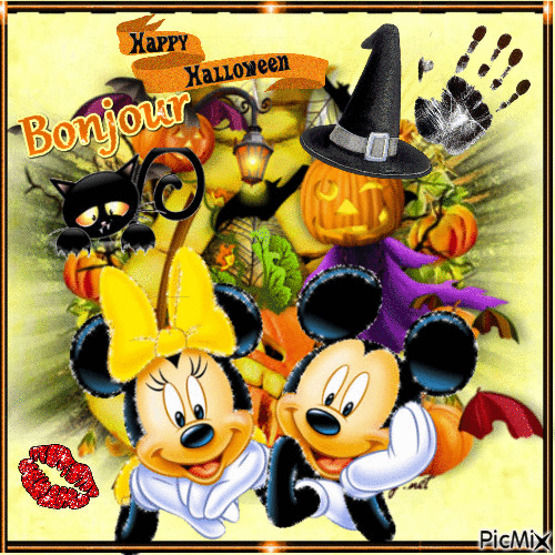Mickey fête Halloween - GIF animé gratuit