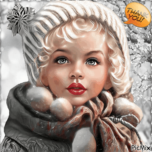 Thank You. Girl, winter - Ingyenes animált GIF