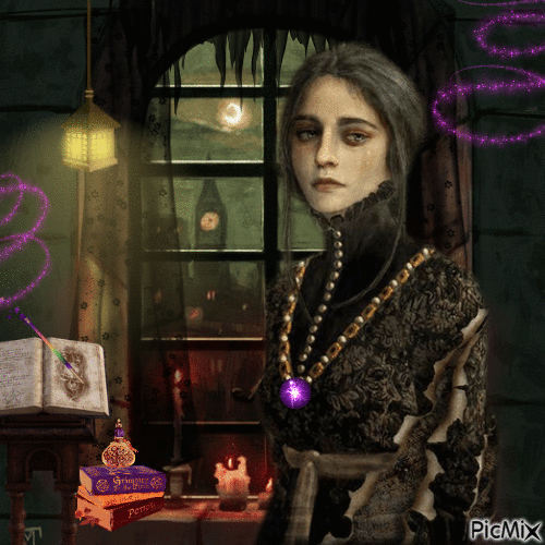 Gotische Frau mit Magie - Gratis animerad GIF