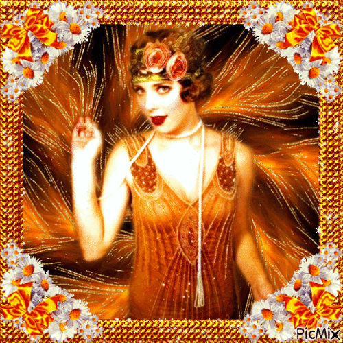 Art Deco woman in Orange - Бесплатни анимирани ГИФ