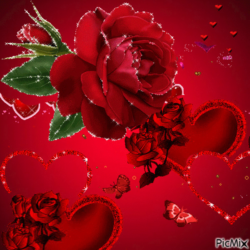 szív és rózsa - GIF animate gratis