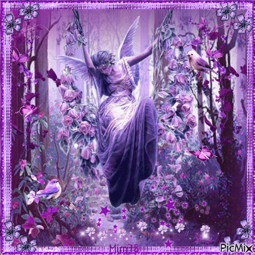 paysage poétique en violet - Δωρεάν κινούμενο GIF