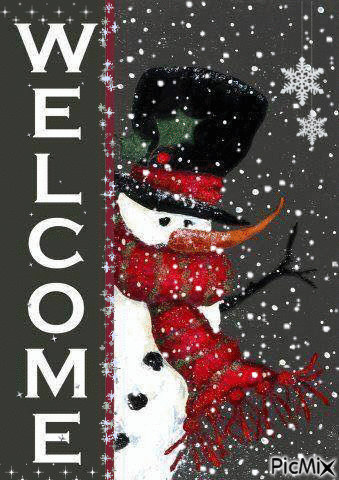 Snowman Welcome - Free animated GIF